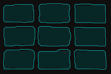 Wall Mural - scifi elements. screen futuristic digital interface contol panel. blue frame technology.