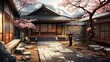 © BZXO - Traditional ryokan experience in Kyoto surrounded by cherry blossoms.