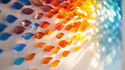 Wall Mural - Colorful Leaf Shaped Art Installation for Background or Decor Use
