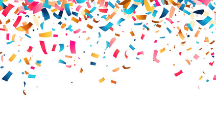 Wall Mural - array of colorful confetti falling against a white background creating a festive and celebratory atm
