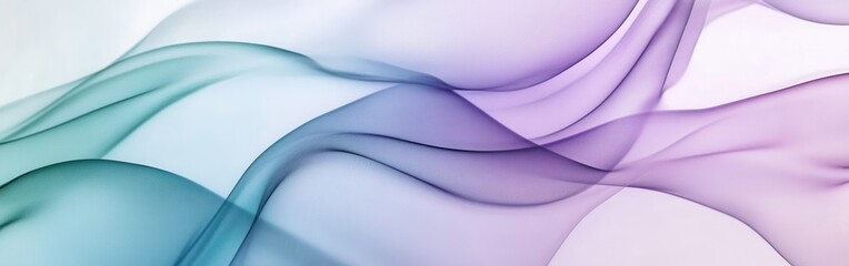 Poster - Soft pencil strokes create a soothing background with flowing waves of muted green and purple shades in a calm atmosphere