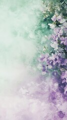 Poster - Soft bokeh tones of lavender and mint green with delicate floral accents in a tranquil setting