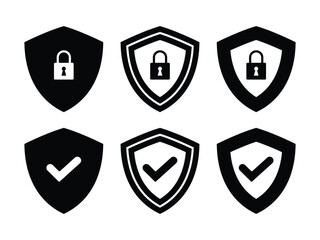 Wall Mural - security shield sign vector set