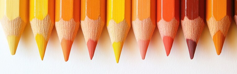 Poster - Gradient pencil strokes create a vibrant display of colors in a well-arranged setup