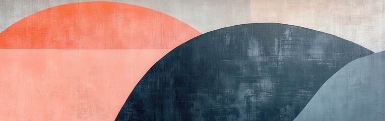 Aufkleber - Elegant coral and gray abstract shapes create a harmonious blend on a textured background