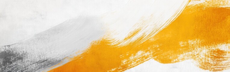 Fototapete - Bold brush strokes create dynamic texture on an abstract white background with vibrant yellow tones