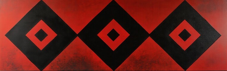 Poster - Bold geometric design featuring diamonds in red and black colors with striking contrast and modern aesthetic elements