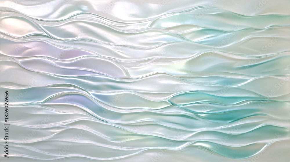 Rippled twilight streaks in pastel mint and frosted white plain background
