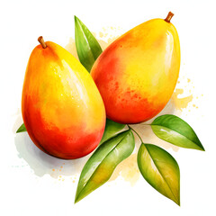 Wall Mural - digital technology mango watercolor design illustration