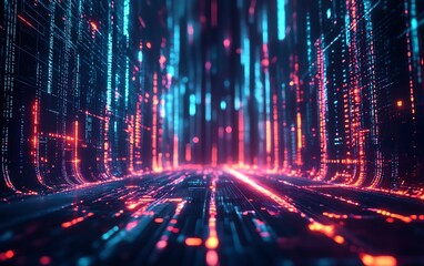 Leinwandbilder - Futuristic brain hologram with data visualization, glowing neon lines, and digital technology background, representing advanced AI and neural networks in 3D rendering