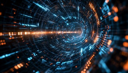 Leinwandbilder - Futuristic brain hologram with flowing data lines, digital connections, and data visualization on a techdriven background, showcasing AIpowered technology in 3D