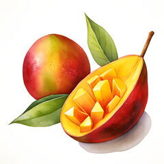 Wall Mural - digital technology mango watercolor design illustration