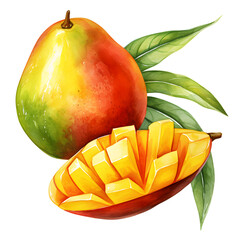 Wall Mural - digital technology mango watercolor design illustration
