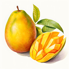 Wall Mural - digital technology mango watercolor design illustration
