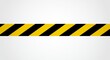 © Ayahe Stock - single Under construction sign with caution tape and warning stripes in yellow and black, isolated white background