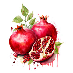 Wall Mural - digital technology pomegranate watercolor design illustration