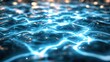 © ADD PHOTO - Mesmerizing abstract digital landscape with dynamic glowing blue waves of data and energy flowing and pulsing across the screen