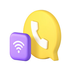 Wall Mural - wi fi internet call phone communication cyberspace connection 3d icon realistic vector illustration.