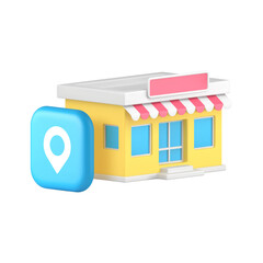 Wall Mural - shop store market supermarket map address location gps navigation 3d icon realistic vector illustrat