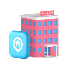 Wall Mural - hotel map location address navigation gps direction pointer 3d icon realistic vector illustration. t
