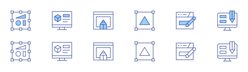 Design icon set in two styles, Duotone and Thin Line style. Editable stroke. object, design, d design, web design, website