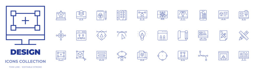 Design icons collection. Thin Line icons, editable stroke. shape, layout, pen, node, vector, d design, graphic design, design, design thinking, web design, d