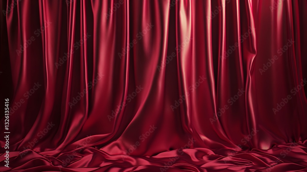 10. A beautiful, soft silk satin burgundy red curtain with shiny ...