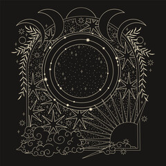 Wall Mural - vector illustration set of moon phases. different stages of moonlight activity in vintage engraving 
