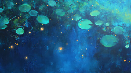 Wall Mural - Enchanting dreamscape with glowing fireflies in abstract chaos