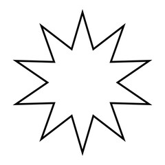 Wall Mural - star shape symbol, black and white vector silhouette illustration of simple ten pointed star