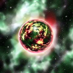 Wall Mural - an isolated glowing orb in a cosmic environment surrounded by stars and nebulae creating an enchanti