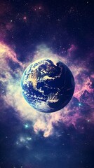 Wall Mural - stunning view of earth in the vastness of space surrounded by stars and cosmic wonders in the univer