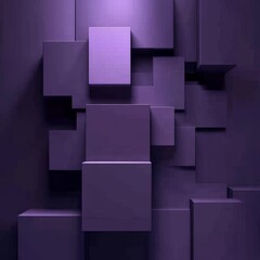 Aufkleber - Abstract Purple Blocks: A 3D Cubist Composition with Geometric and Minimalist Aesthetics 