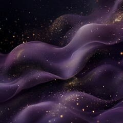 Poster - Amethyst Aurora: Ethereal Flow of Light and Shadow, A dreamy dance of purple and gold creating a captivating visual harmony.