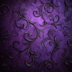 Poster - Elegant Purple Baroque: Abstract Floral Ornament with Textured Surface, Perfect for Wallpaper, Background and Artistic Design