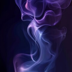 Aufkleber - Ethereal Purple: A Dance of Light and Shadow in Smoky Veils, Abstract Swirls Against Dark Background