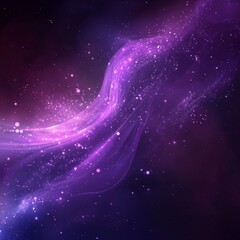Fototapete - Mystic River: A Glowing Violet Nebula Flowing Through the Cosmos with Shimmering Stars and Particles.