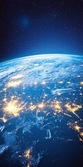 Wall Mural - vibrant earth glowing with city lights from space, a mesmerizing view of human civilization