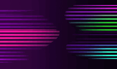 Neon Striped Banner on Digital Chat Technology Background - Modern Minimalist Vector Art