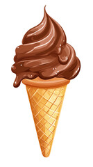 Wall Mural - Chocolate ice cream, illustration isolated on transparent background, cutout art