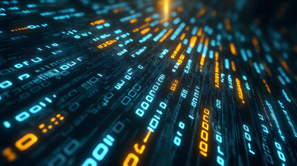 ai background with binary code and digital effects, abstract digital background