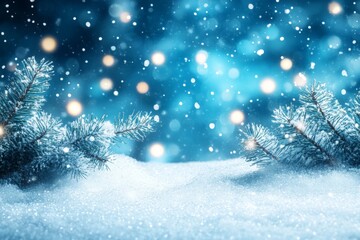 Aufkleber - Winter wonderland with snow-covered ground and glistening lights in a serene landscape