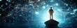 © Mr image - Digital Visionary: A solitary figure, silhouetted against a futuristic digital network, stands at the helm, representing the convergence of technology and human ambition.