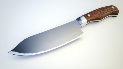 A knife with a wooden handle and a silver blade