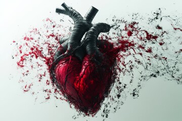 Fototapete - Heart bursting with emotion highlighted through creative abstract design and splash effects in a vivid color palette