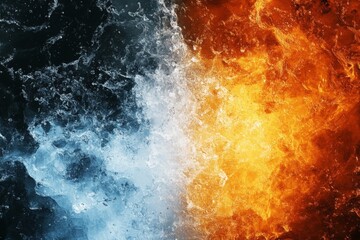 Aufkleber - Contrast of elements with a striking visual of water and fire colliding at high speeds