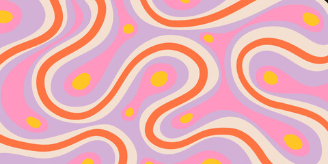 Poster - Abstract Geometric Groovy Texture Vector Design. Psychedelic Y2k Background. Trippy Hand-Drawn Art.