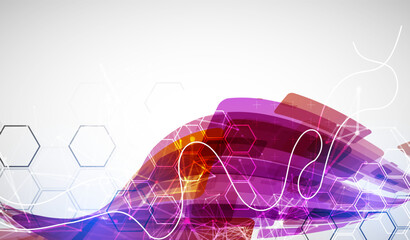 Fototapete - Abstract wave of rectangles with plexus elements. Hand drawn vector.