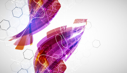 Fototapete - Abstract wave of rectangles with plexus elements. Hand drawn vector.