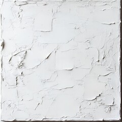 Poster - Textured Canvas: Thick White Paint Layers Creating Abstract Patterns on a Square Surface